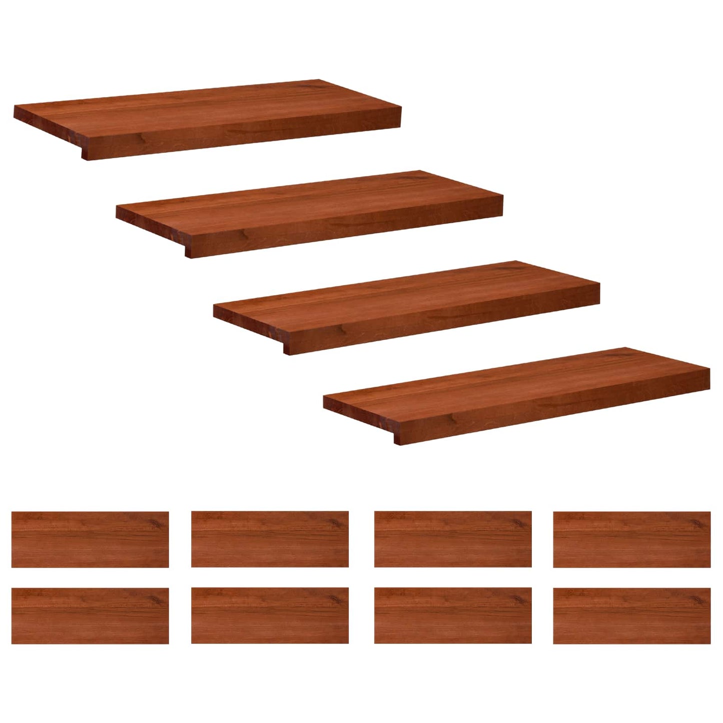 Stair Treads 12 pcs 80 x 30 x 2 cm Brown Solid Beech Wood