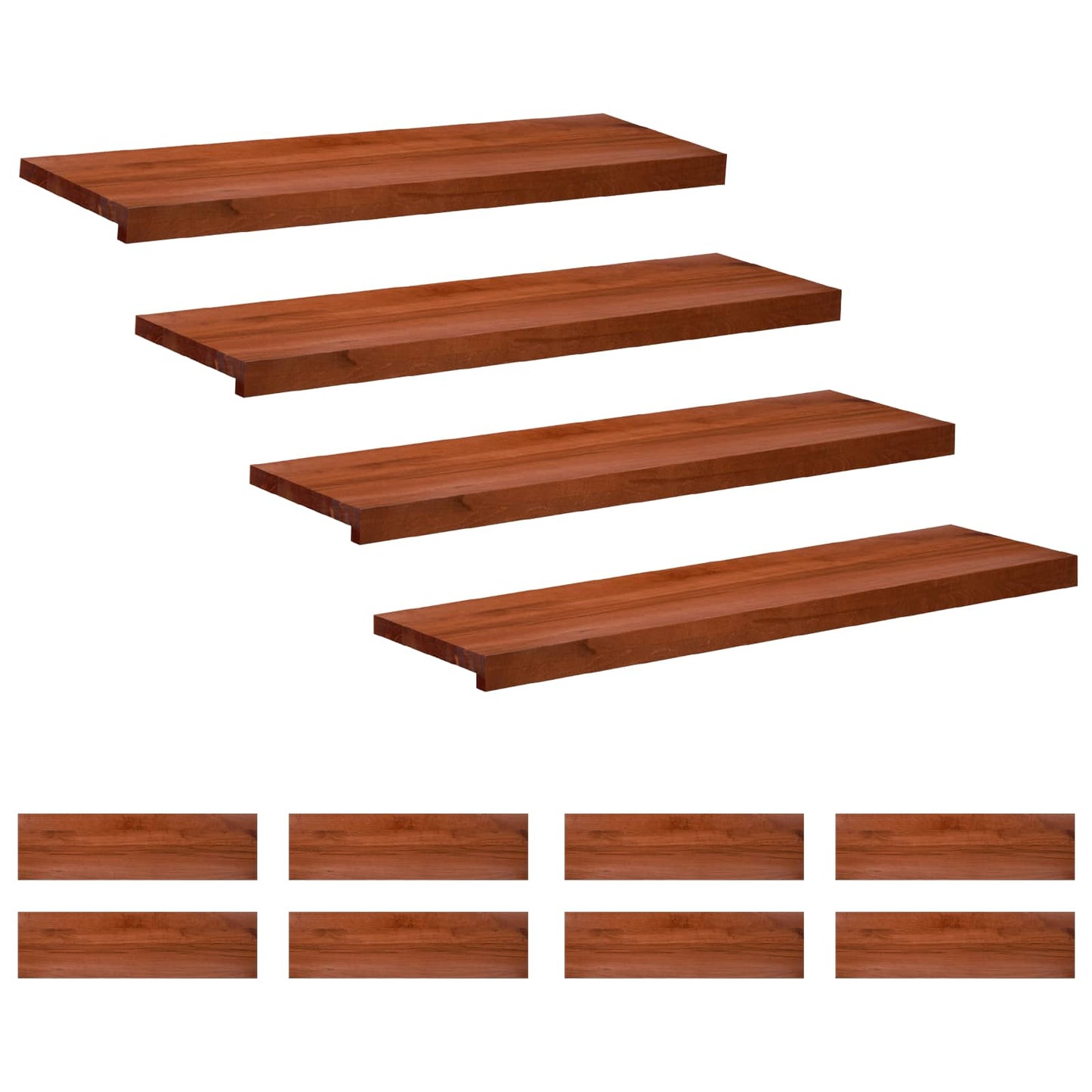 Stair Treads 12 pcs 100 x 30 x 2 cm Brown Solid Beech Wood