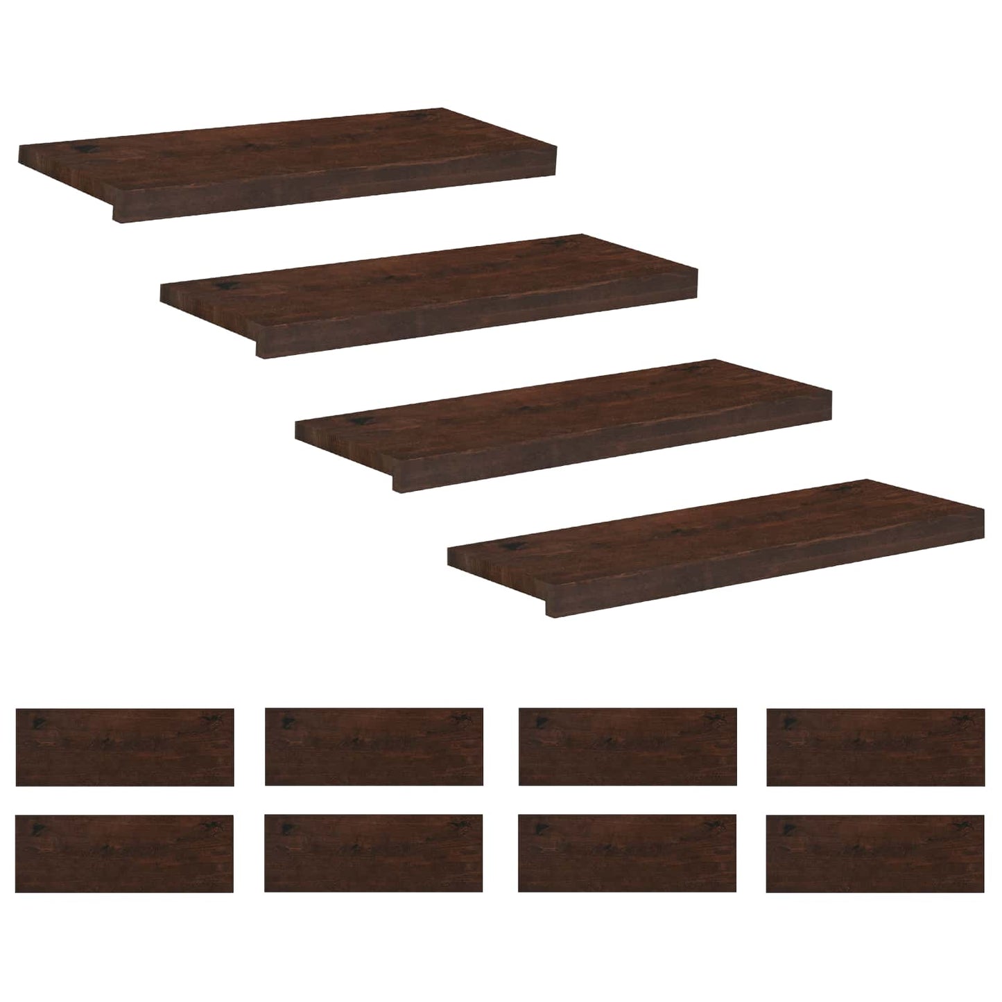 Stair Treads 12 pcs 80 x 25 x 2 cm Dark Brown Solid Beech Wood