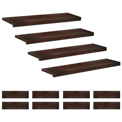 Stair Treads 12 pcs 100 x 25 x 2 cm Dark Brown Solid Beech Wood