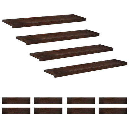Stair Treads 12 pcs 120 x 25 x 2 cm Dark Brown Solid Beech Wood
