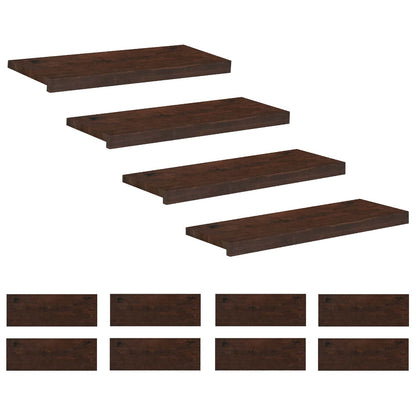 Stair Treads 12 pcs 80 x 30 x 2 cm Dark Brown Solid Beech Wood
