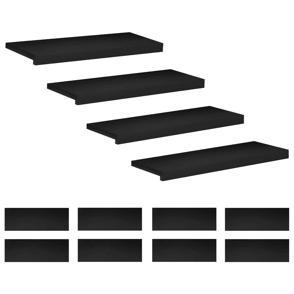 Stair Treads 12 pcs 80 x 25 x 2 cm Black Solid Beech Wood