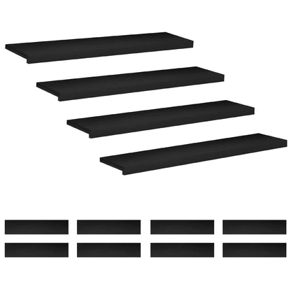 Stair Treads 12 pcs 120 x 25 x 2 cm Black Solid Beech Wood