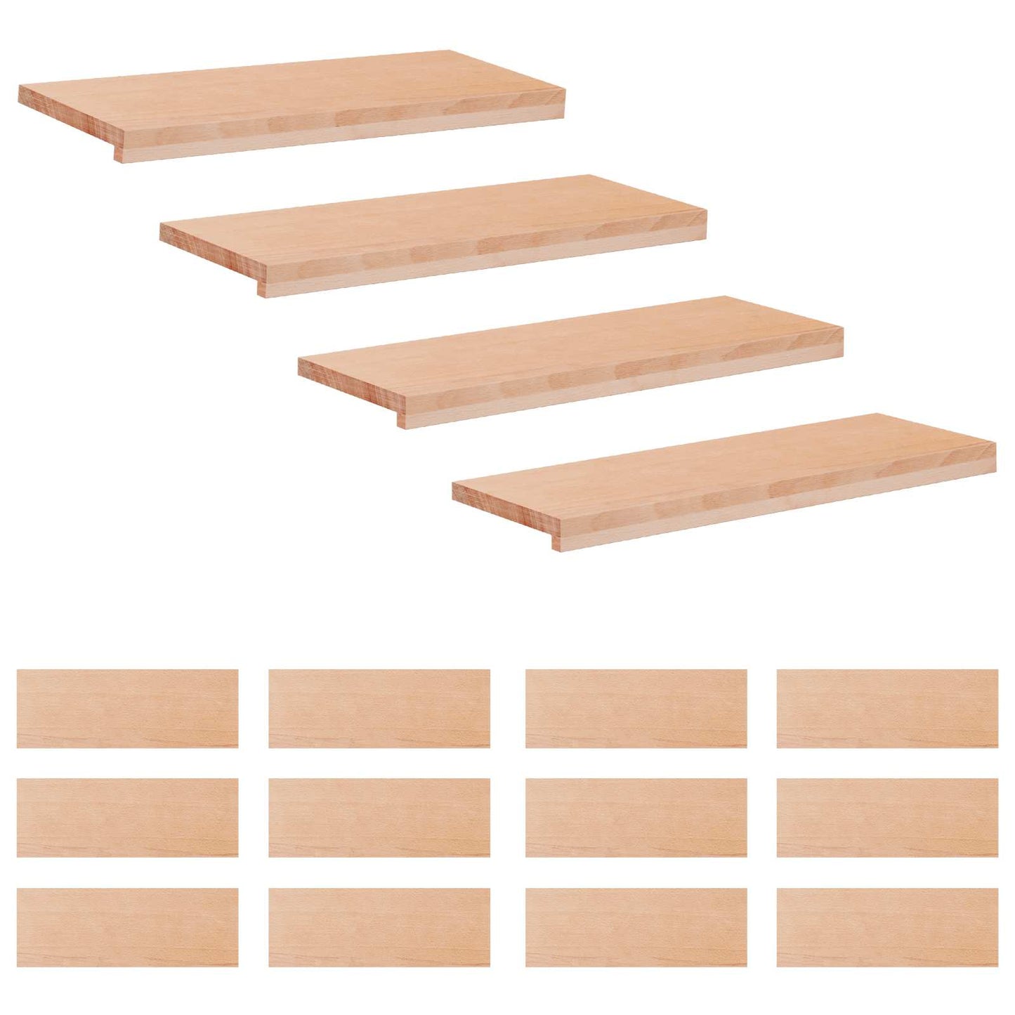 Stair Treads 16 pcs 80 x 30 x 2 cm Natural Solid Beech Wood