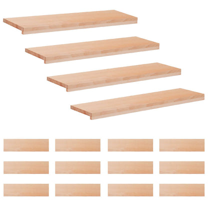 Stair Treads 16 pcs 100 x 30 x 2 cm Natural Solid Beech Wood