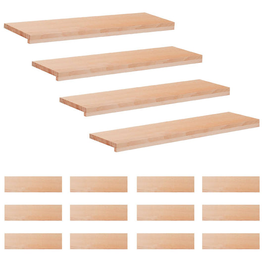Stair Treads 16 pcs 100 x 30 x 2 cm Natural Solid Beech Wood