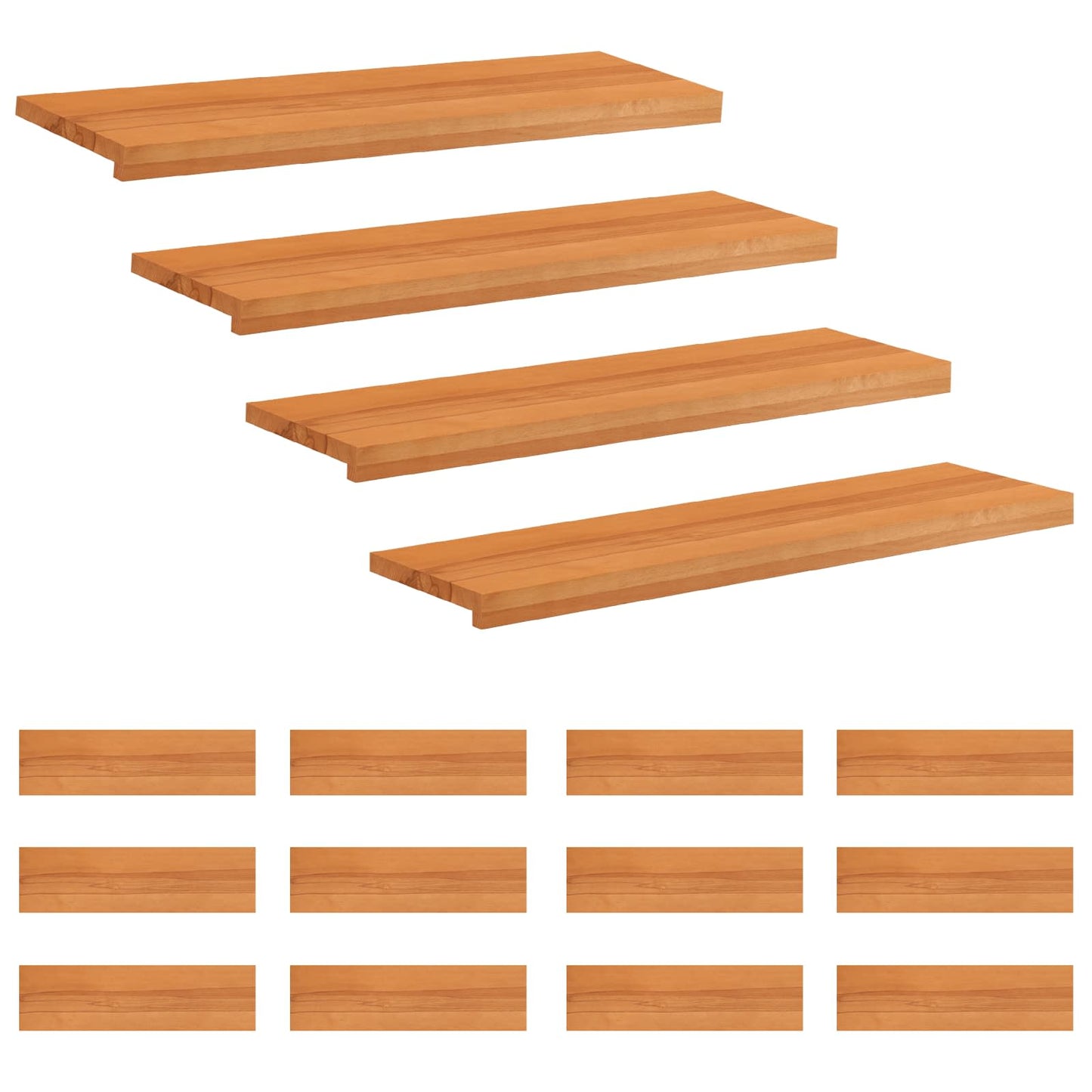 Stair Treads 16 pcs 100 x 25 x 2 cm Light Brown