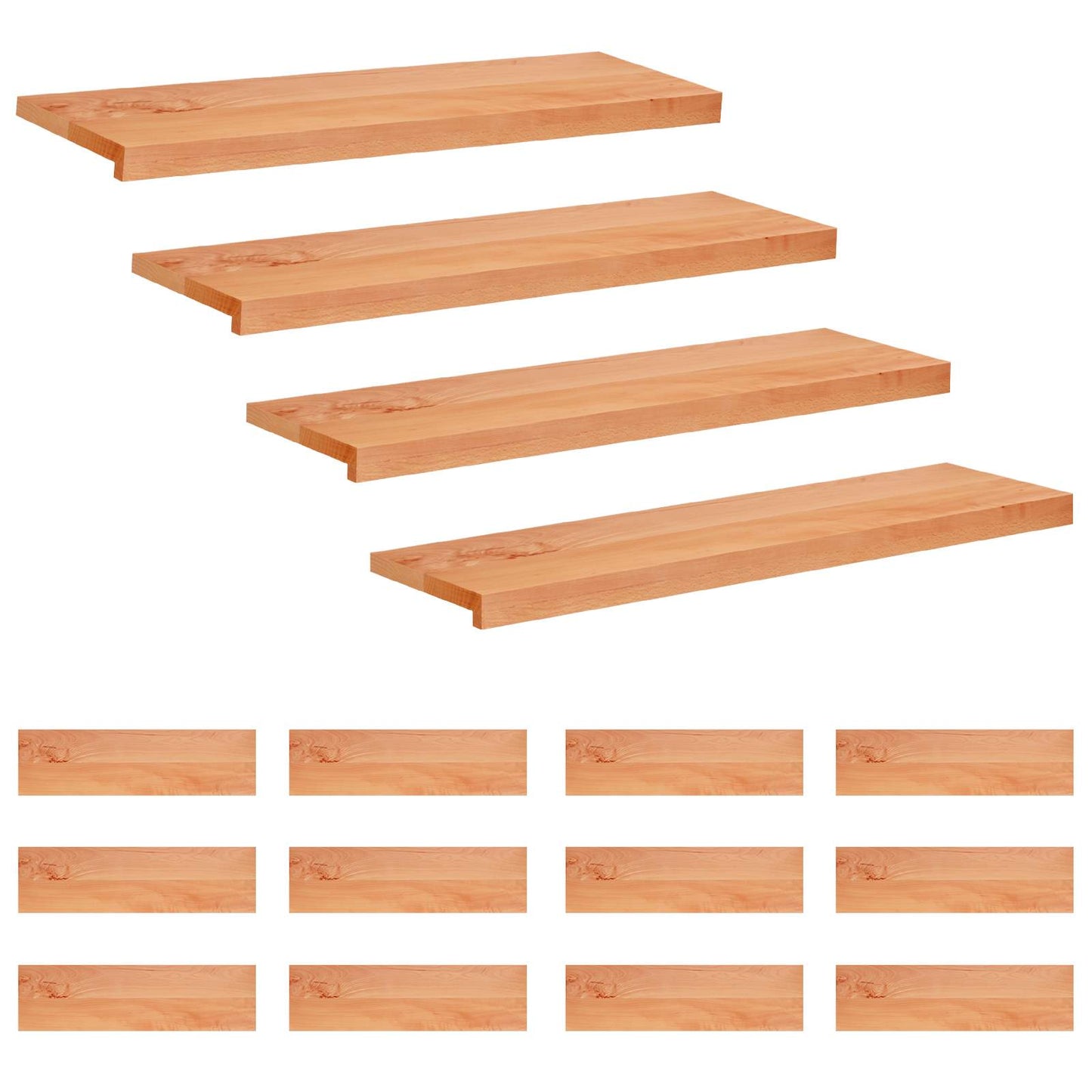 Stair Treads 16 pcs 100 x 25 x 2 cm Varnish Solid Beech Wood