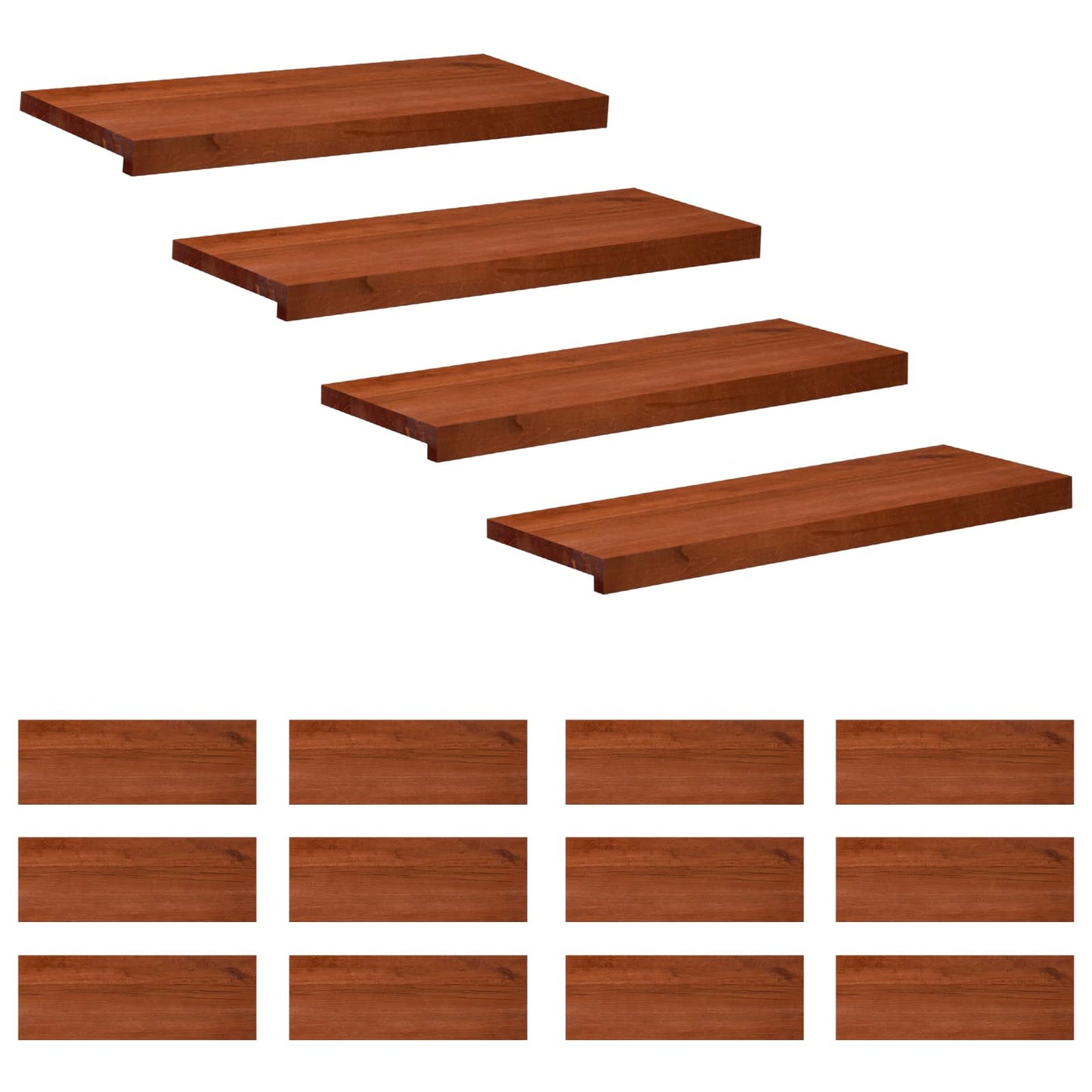 Stair Treads 16 pcs 70 x 30 x 2 cm Brown Solid Beech Wood