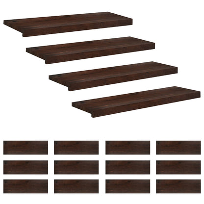 Stair Treads 16 pcs 80 x 30 x 2 cm Dark Brown Solid Beech Wood