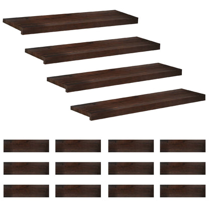 Stair Treads 16 pcs 90 x 30 x 2 cm Dark Brown Solid Beech Wood