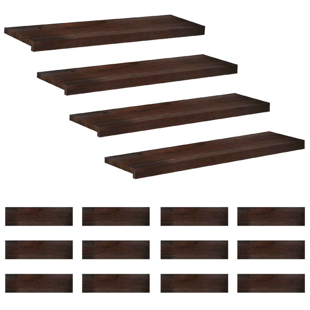 Stair Treads 16 pcs 100 x 30 x 2 cm Dark Brown Solid Beech Wood