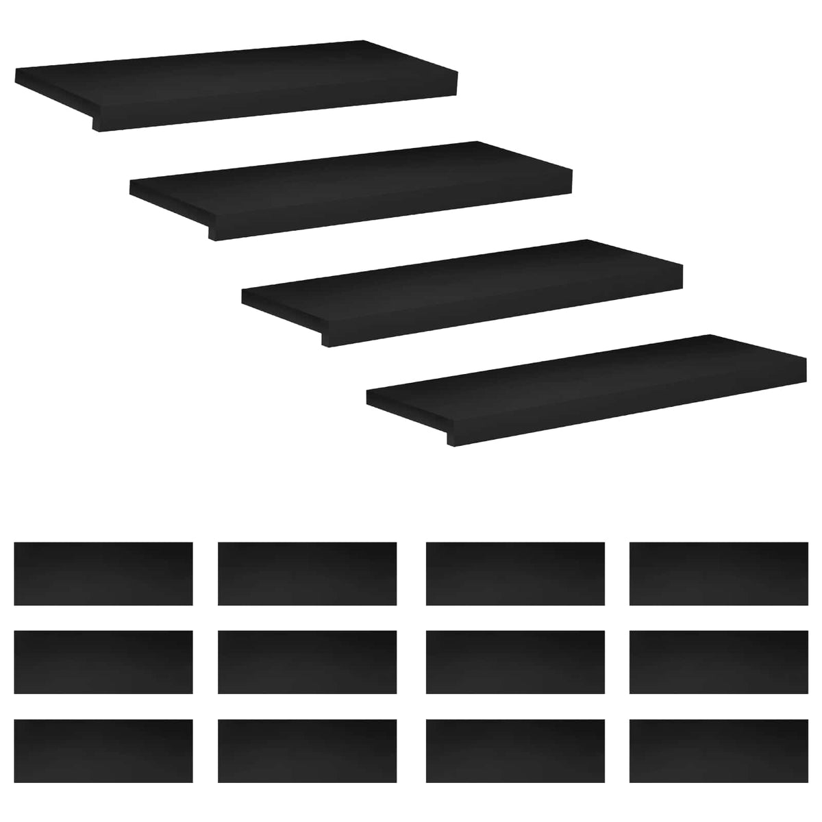 Stair Treads 16 pcs 70 x 25 x 2 cm Black Solid Beech Wood