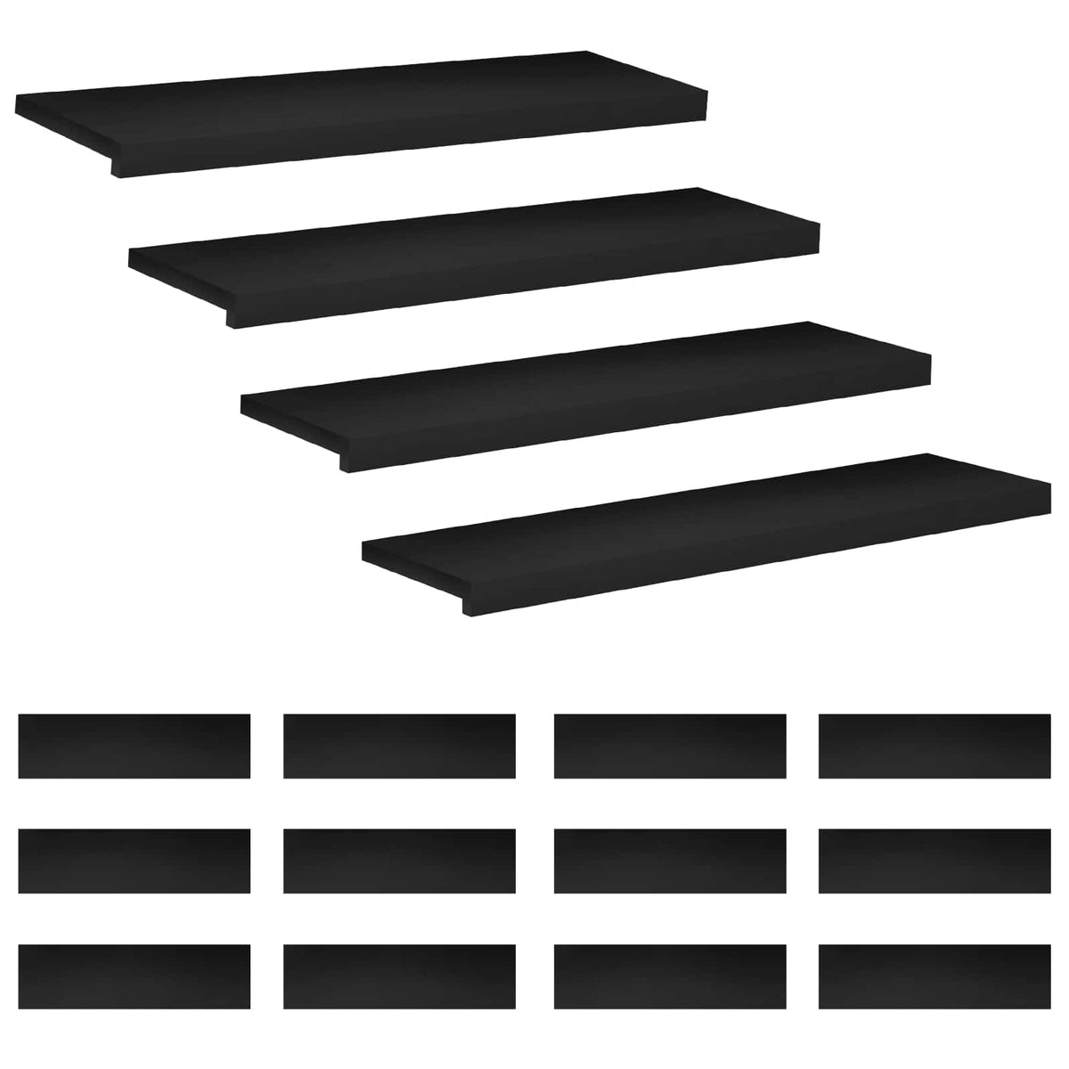 Stair Treads 16 pcs 100 x 25 x 2 cm Black Solid Beech Wood