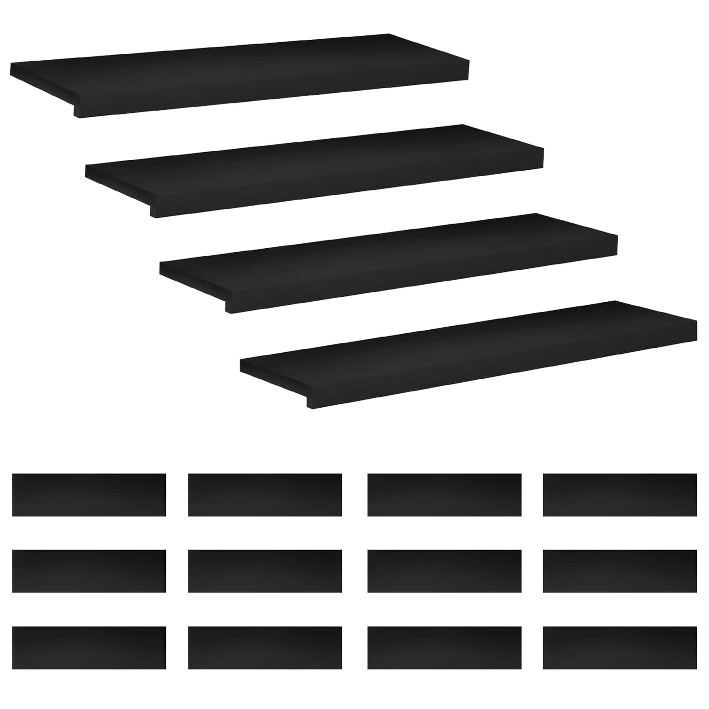 Stair Treads 16 pcs 90 x 30 x 2 cm Black Solid Beech Wood