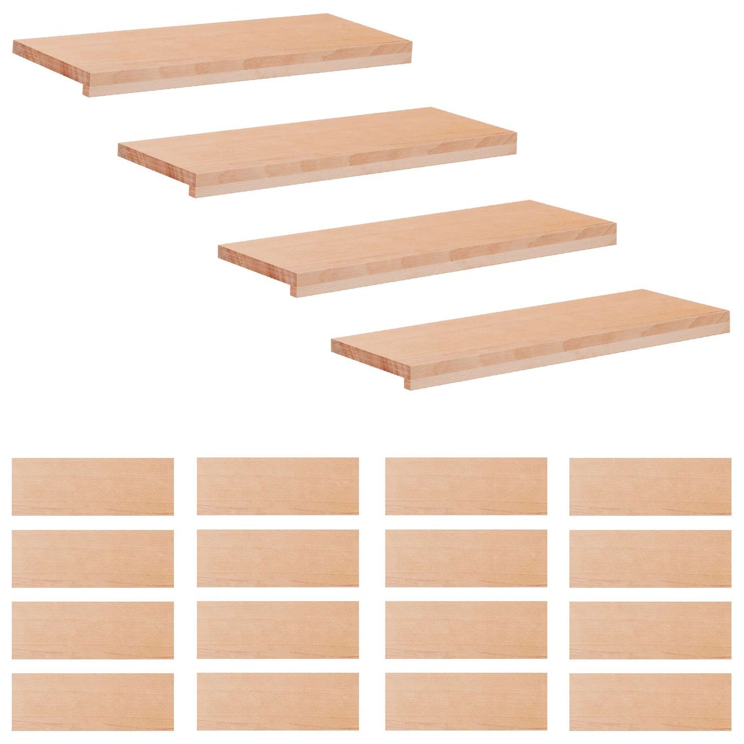 Stair Treads 20 pcs 80 x 25 x 2 cm Natural Solid Beech Wood