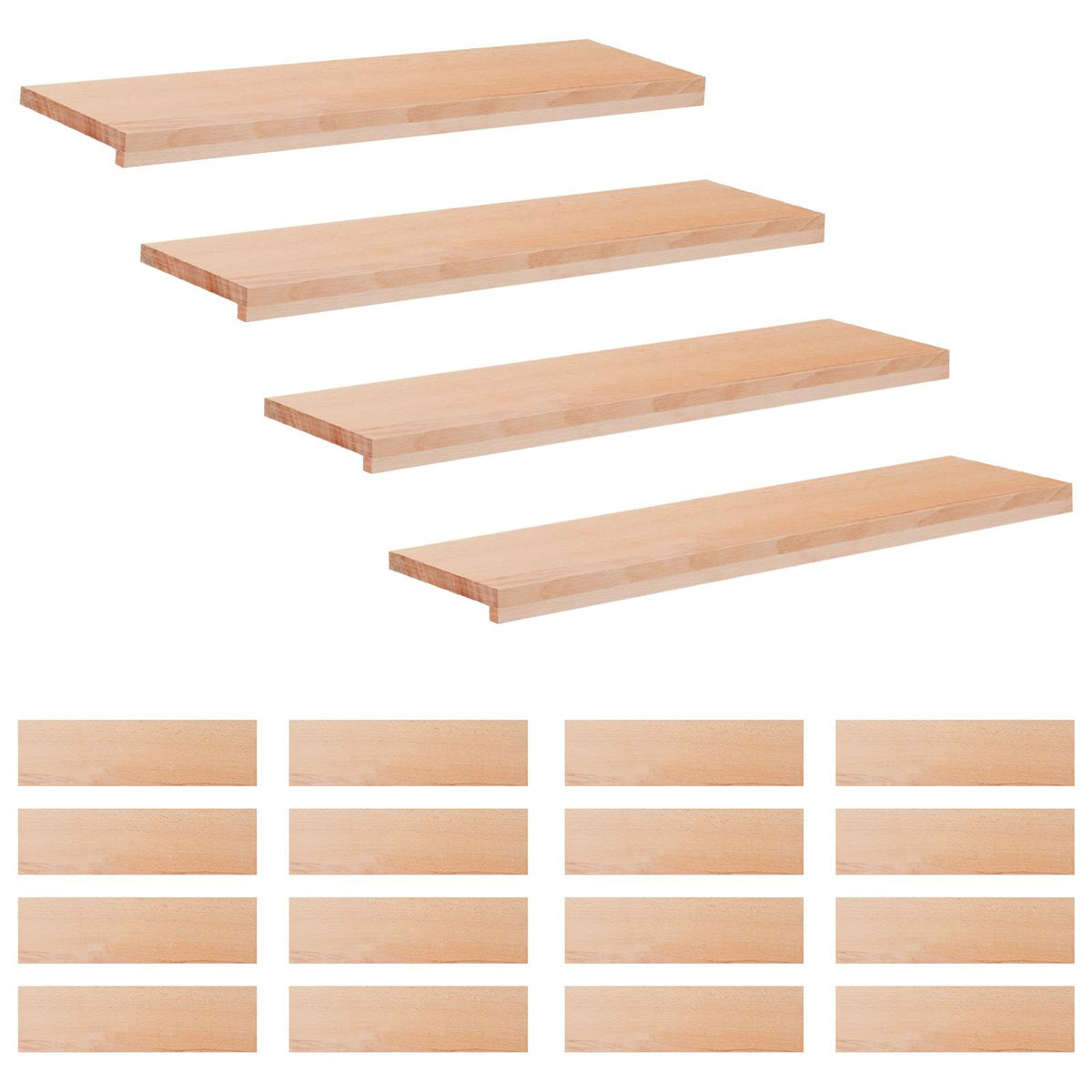 Stair Treads 20 pcs 90 x 30 x 2 cm Natural Solid Beech Wood