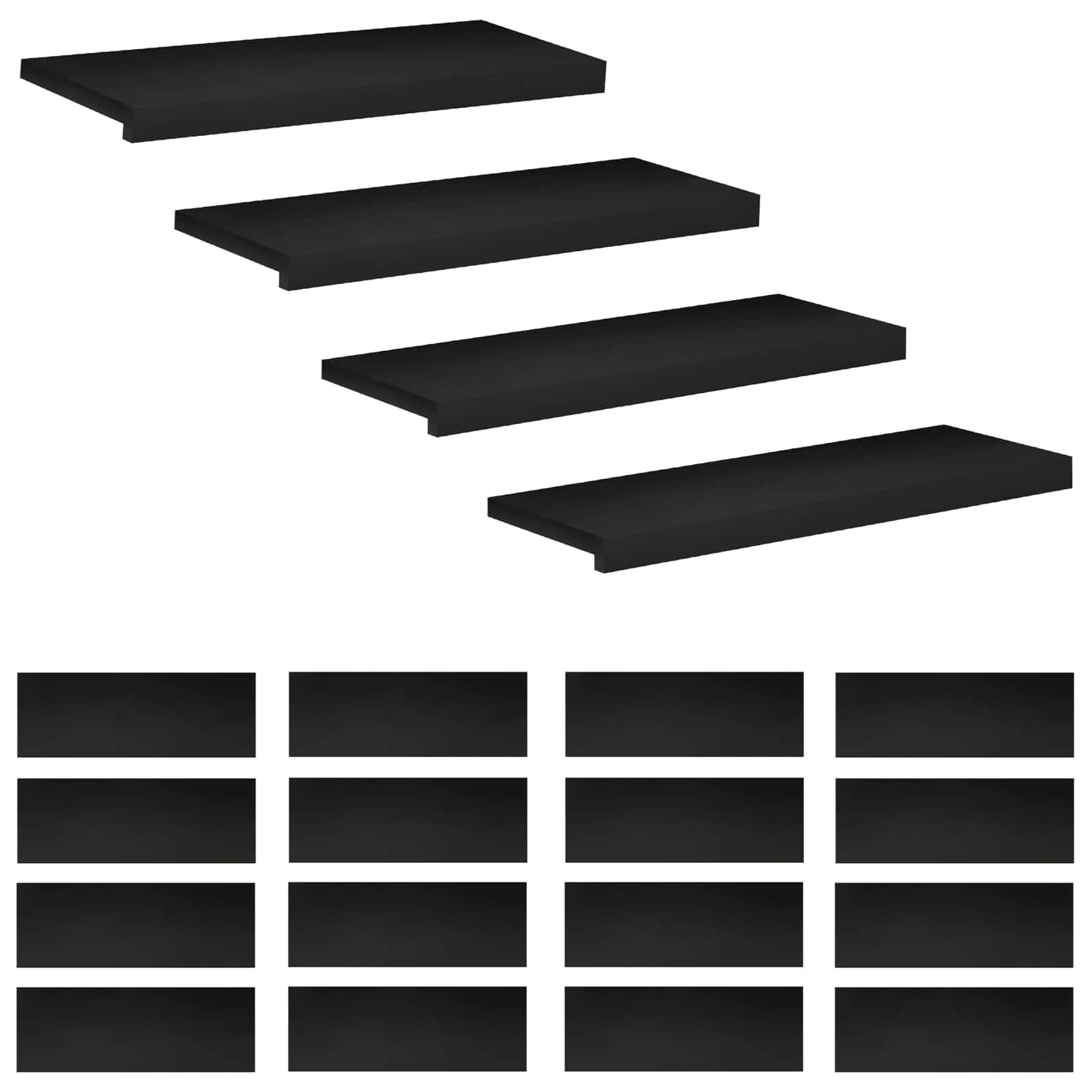 Stair Treads 20 pcs 70 x 25 x 2 cm Black Solid Beech Wood