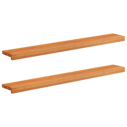 Window Sills 2 pcs Light Brown 110 x 15 x 2 cm Solid Beech Wood