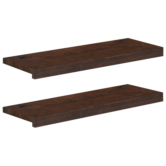 Window Sills 2 pcs Dark Brown 70 x 25 x 2 cm Solid Beech Wood