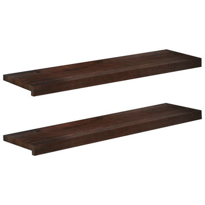 Window Sills 2 pcs Dark Brown 100 x 25 x 2 cm Solid Beech Wood