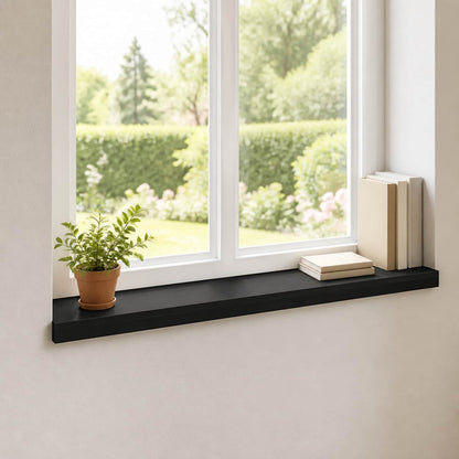 Window Sills 2 pcs Black 100 x 15 x 2 cm Solid Beech Wood