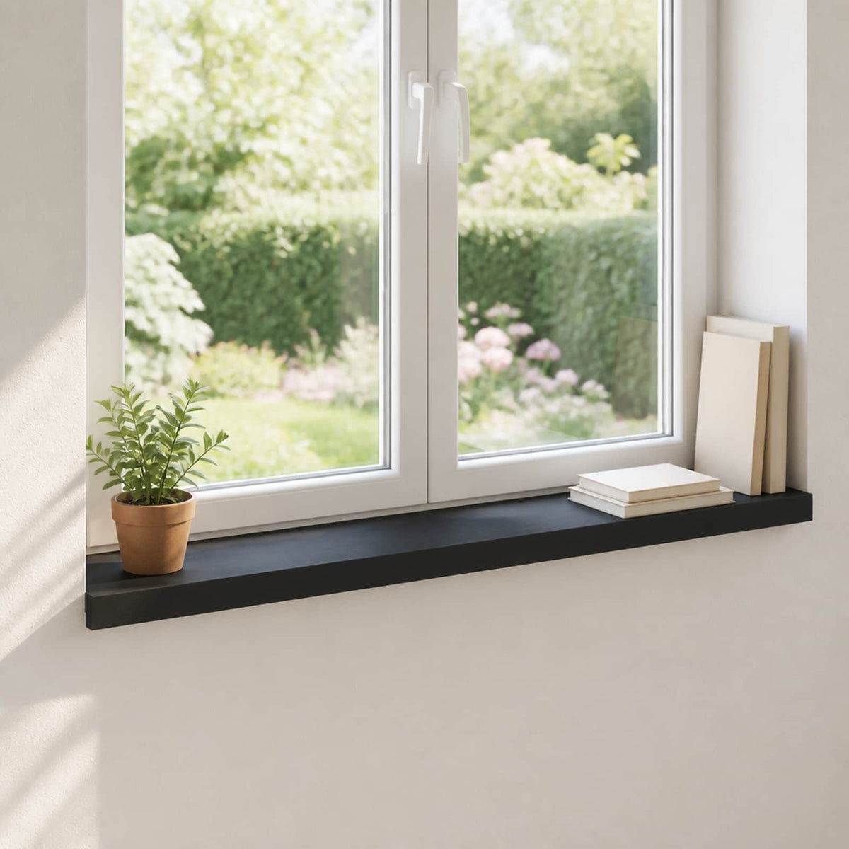 Window Sills 2 pcs Black 100 x 20 x 2 cm Solid Beech Wood