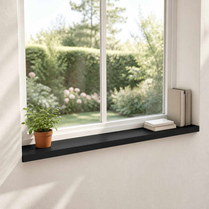 Window Sills 2 pcs Black 160 x 20 x 2 cm Solid Beech Wood