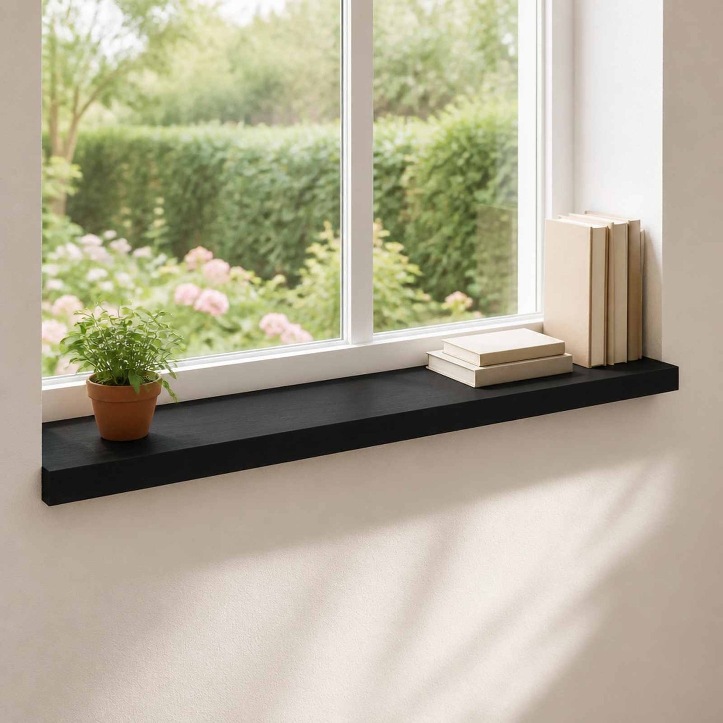 Window Sills 2 pcs Black 100 x 25 x 2 cm Solid Beech Wood