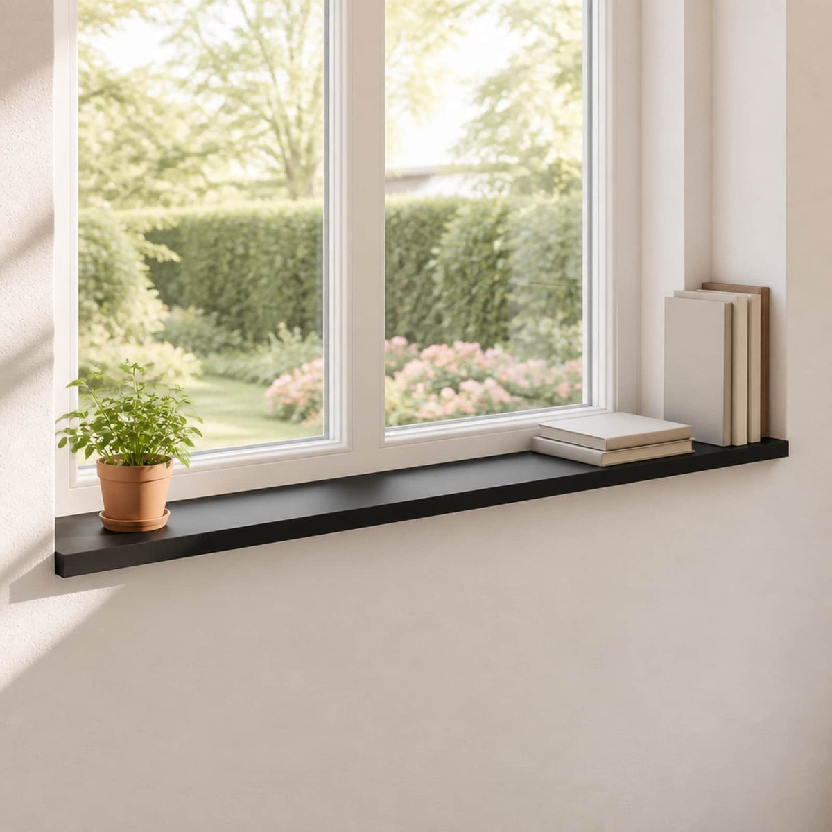Window Sills 2 pcs Black 160 x 25 x 2 cm Solid Beech Wood