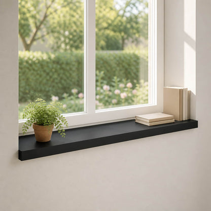 Window Sills 2 pcs Black 90 x 30 x 2 cm Solid Beech Wood