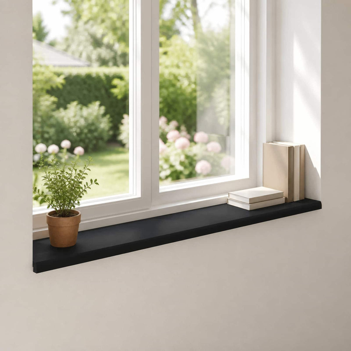Window Sills 2 pcs Black 110 x 30 x 2 cm Solid Beech Wood