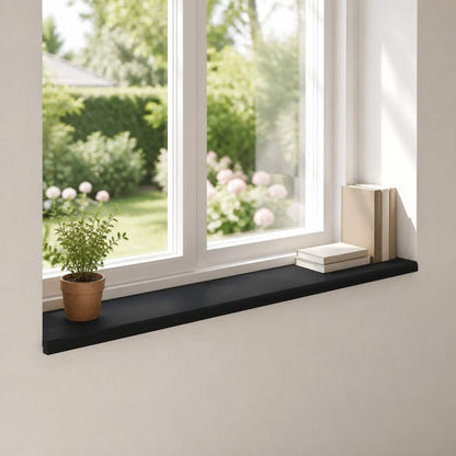 Window Sills 2 pcs Black 110 x 30 x 2 cm Solid Beech Wood