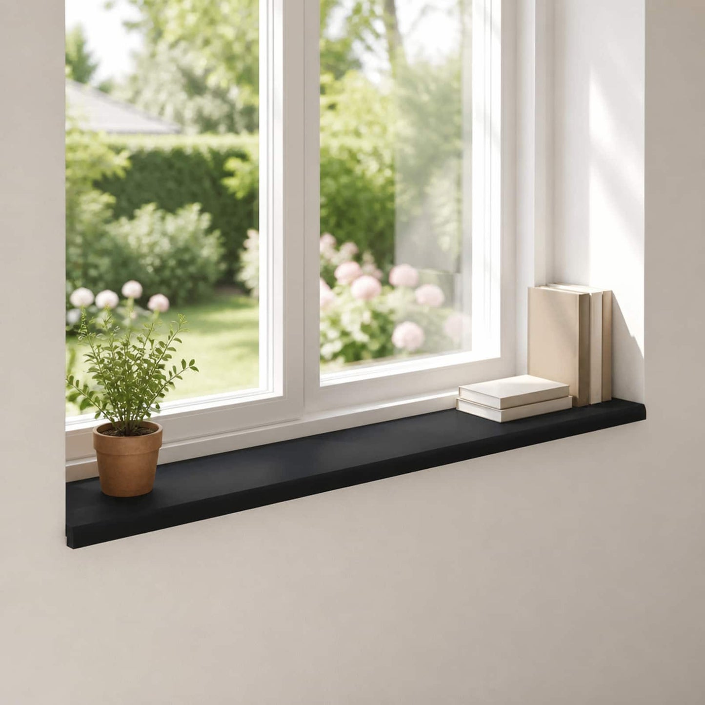 Window Sills 2 pcs Black 140 x 30 x 2 cm Solid Beech Wood