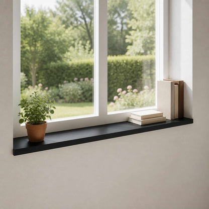 Window Sills 2 pcs Black 140 x 40 x 2 cm Solid Beech Wood