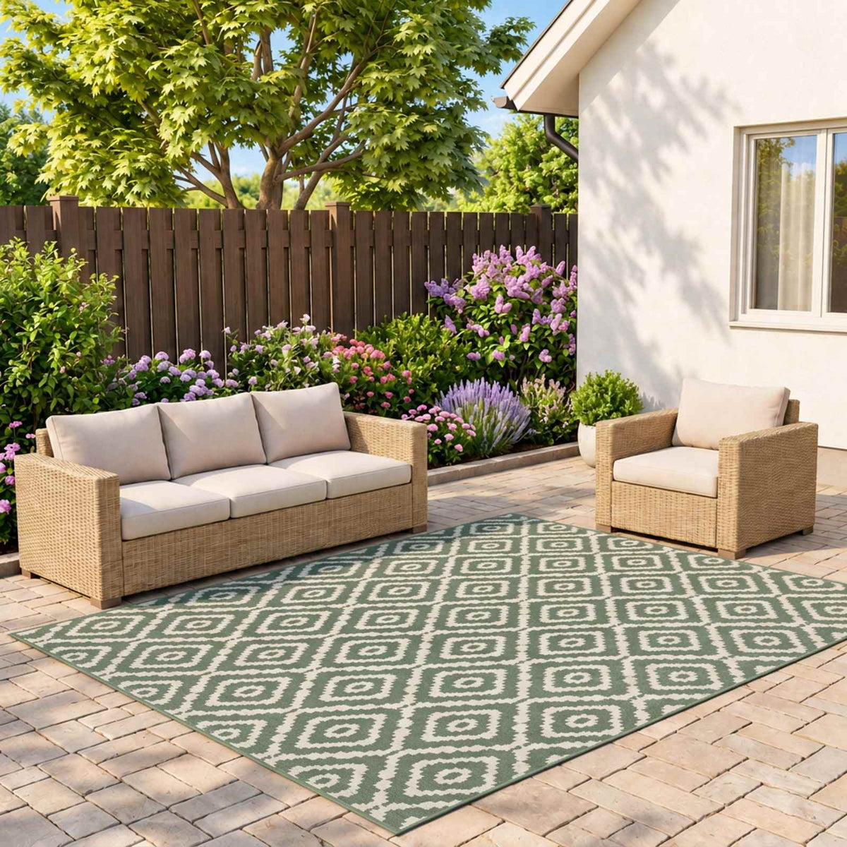 Area Rug Natural and Green 160 x 230 cm PET