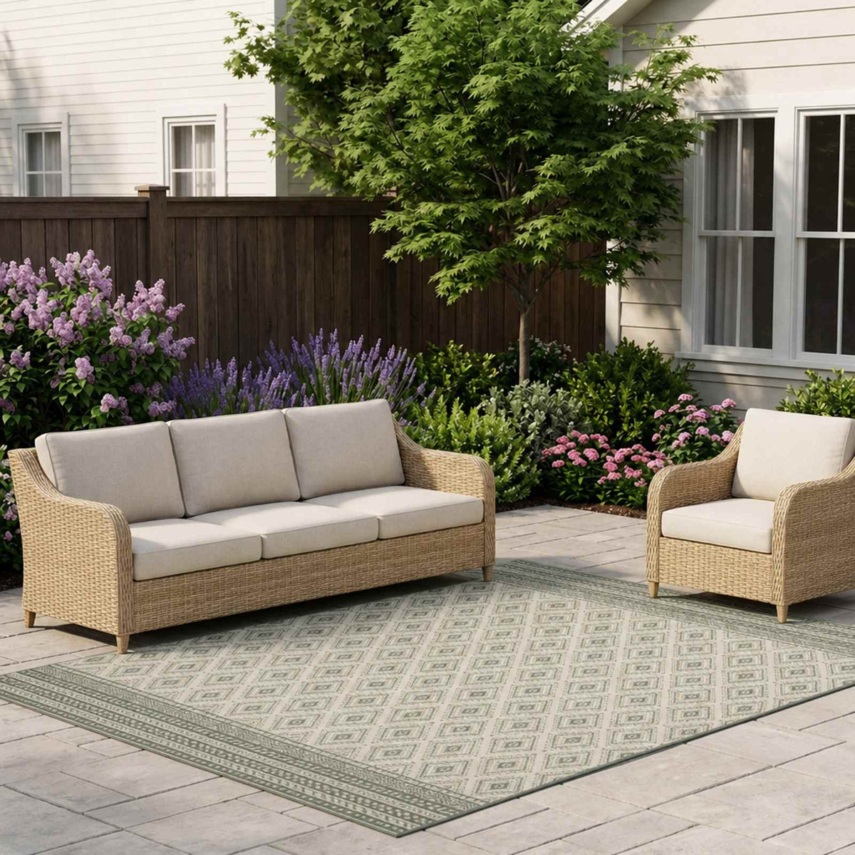 Area Rug Natural and Green 160 x 230 cm PET