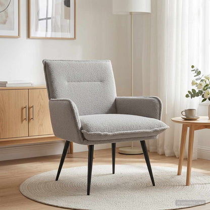 Armchair Light Grey Bouclé