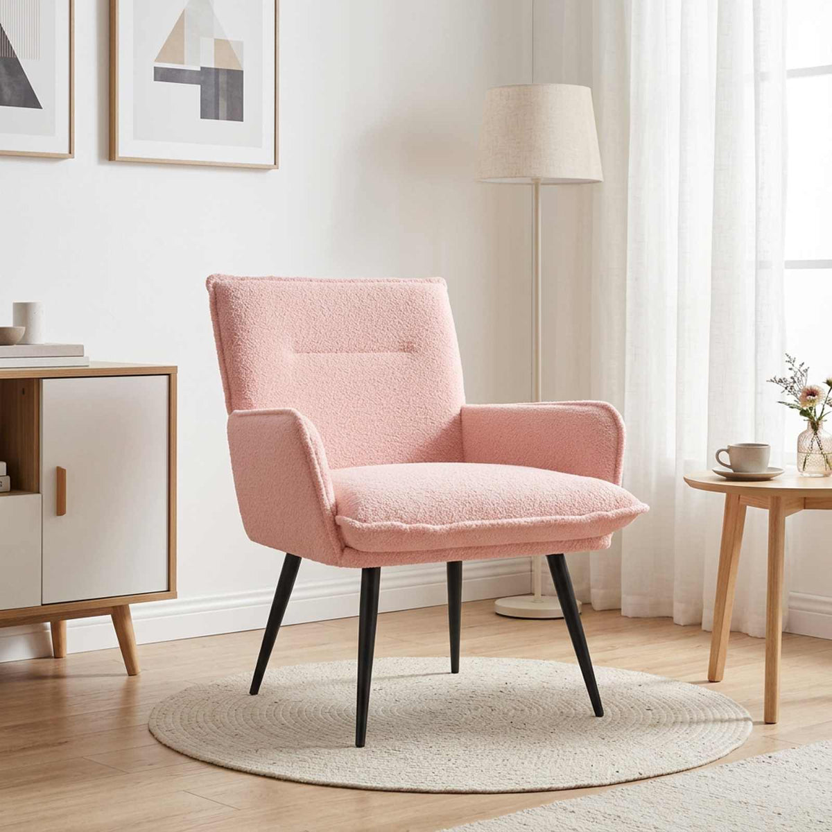 Armchair Pink Bouclé