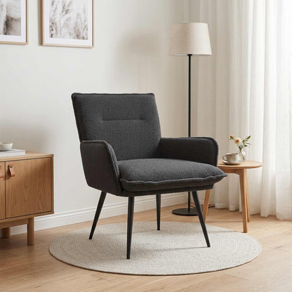 Armchair Dark Grey Bouclé