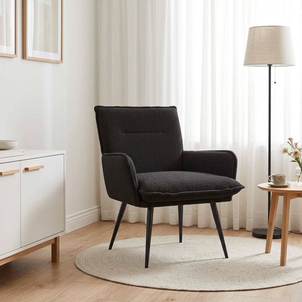 Armchair Black Bouclé
