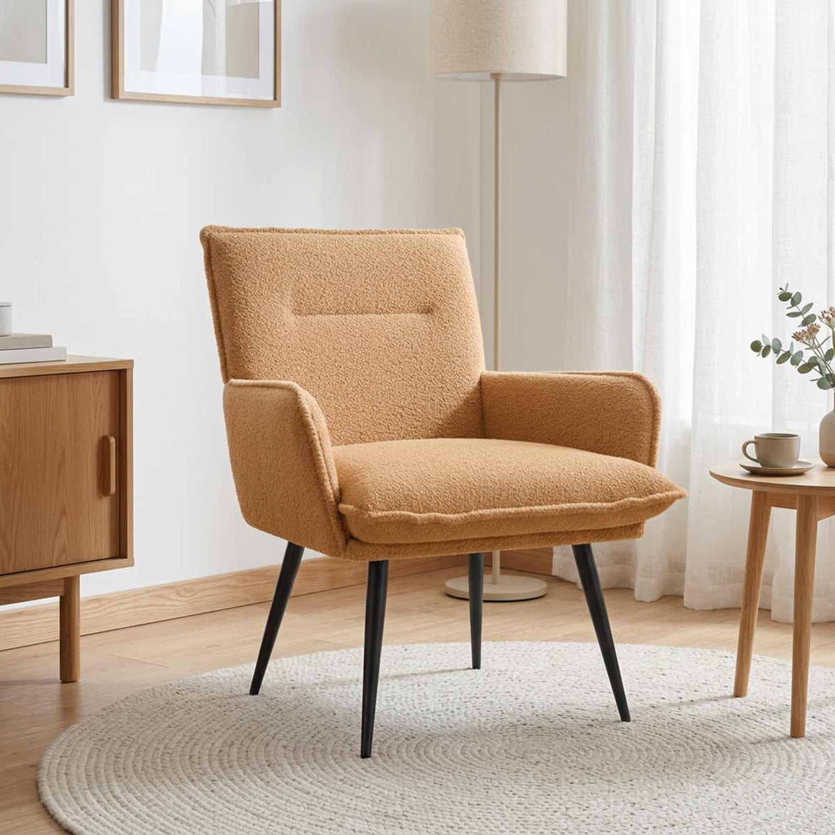 Armchair Beige Bouclé