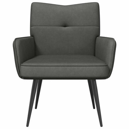 Armchair Dark Grey Corduroy Fabric