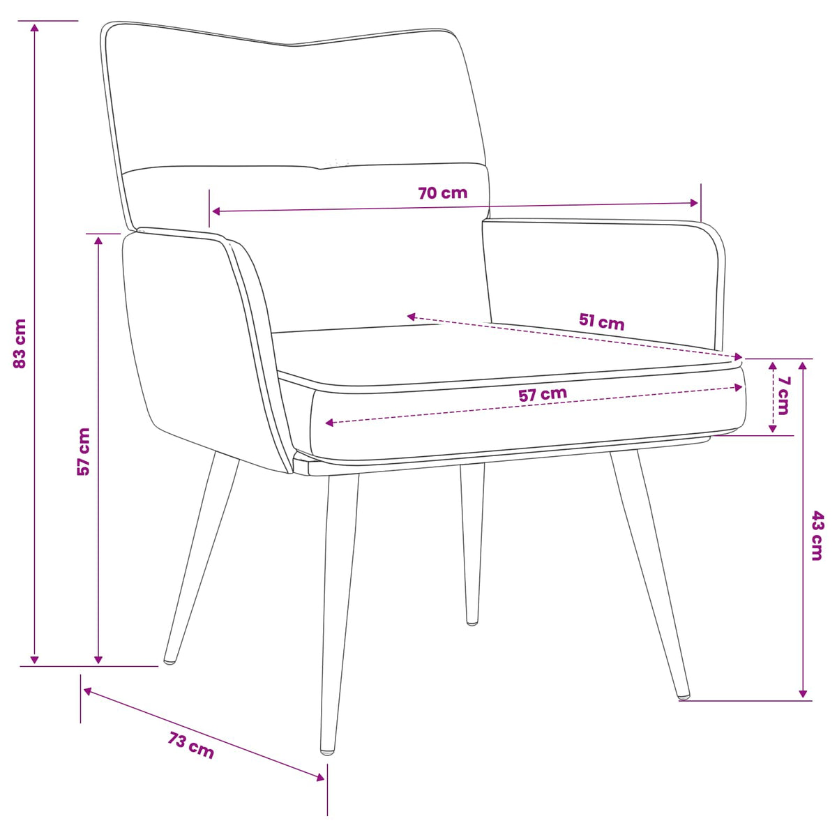 Armchair Dark Grey Corduroy Fabric