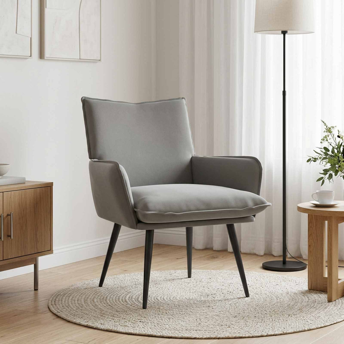 Armchair Light Grey Velvet