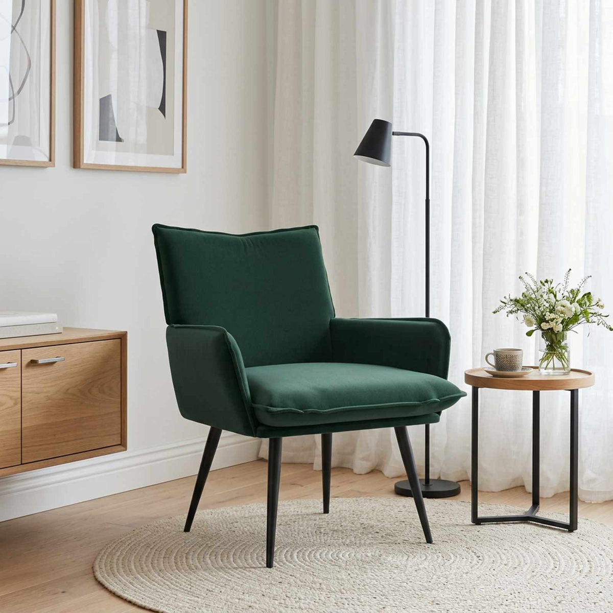 Armchair Dark Green Velvet