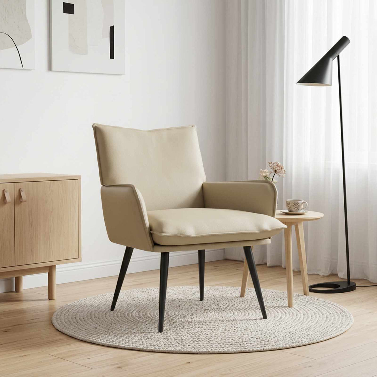 Armchair Cream Faux Leather