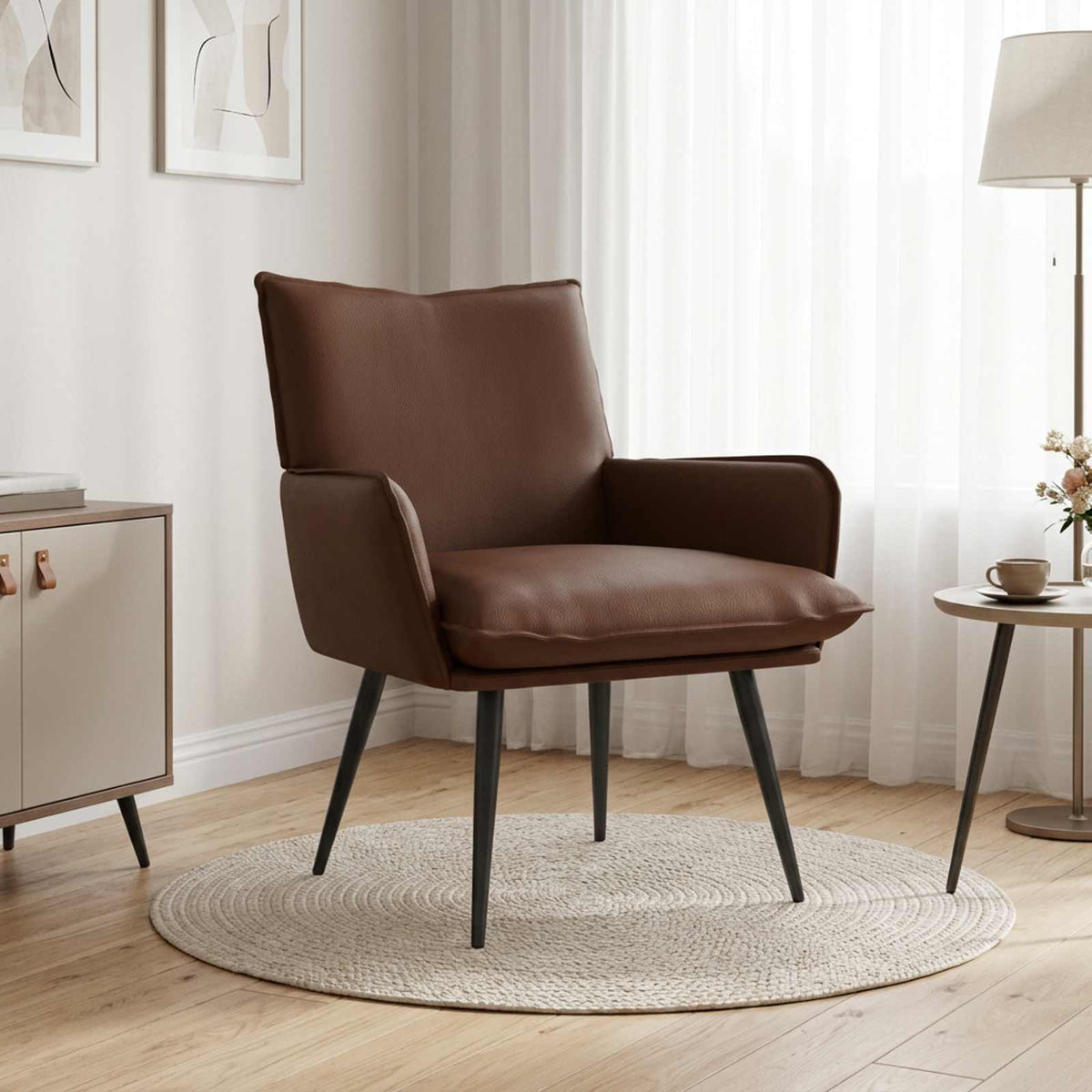 Armchair Brown Faux Leather