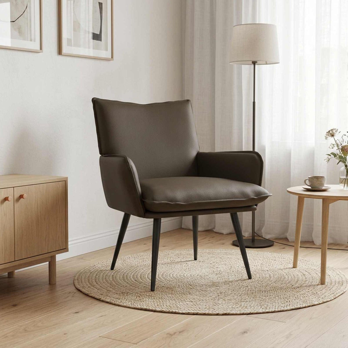 Armchair Grey Faux Leather